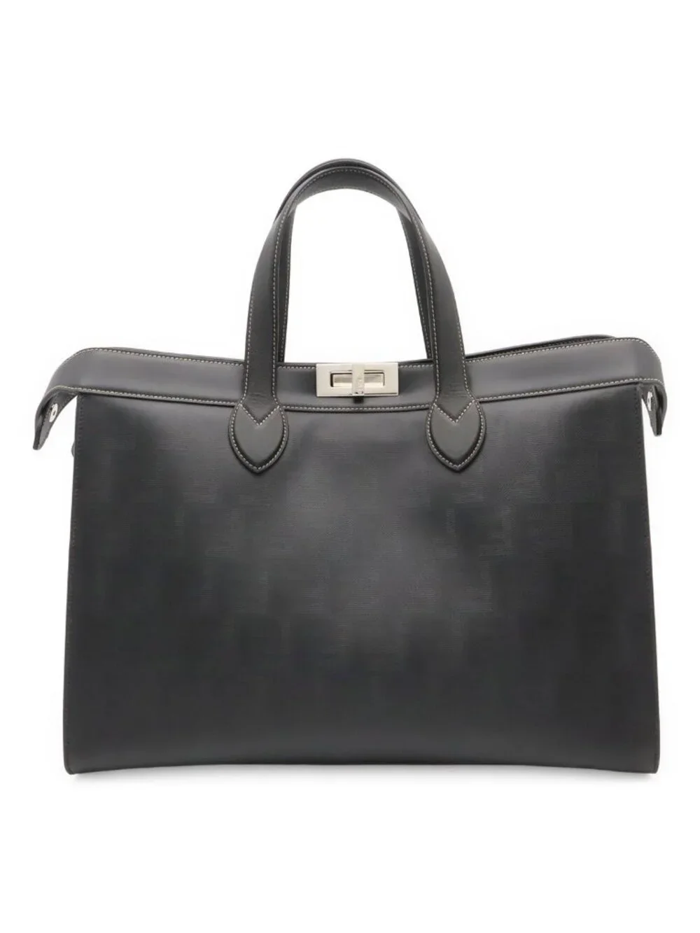 Fendi Peekaboo IC You Forty 8 Tote Large Leather Black Silver Shoulder Pouch